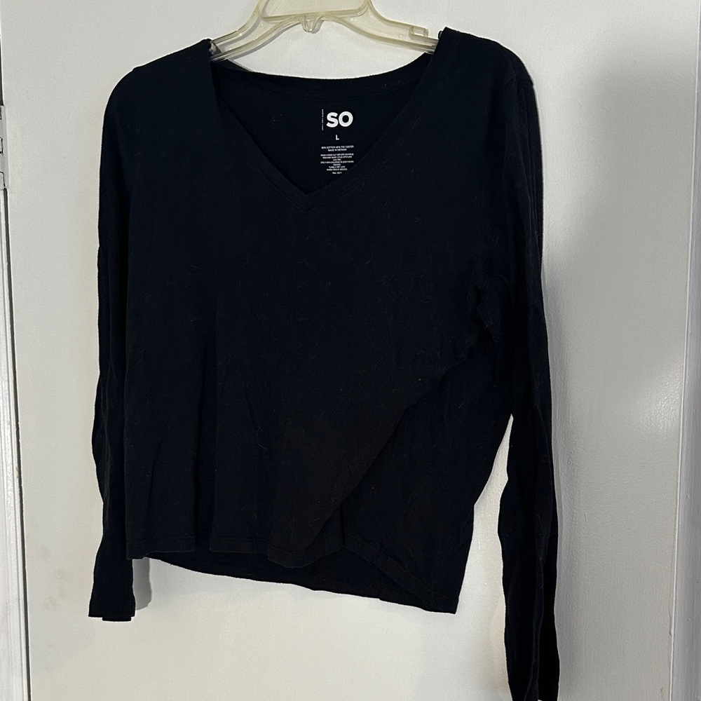 SO Women's Elegant Black Long Sleeve Blouse